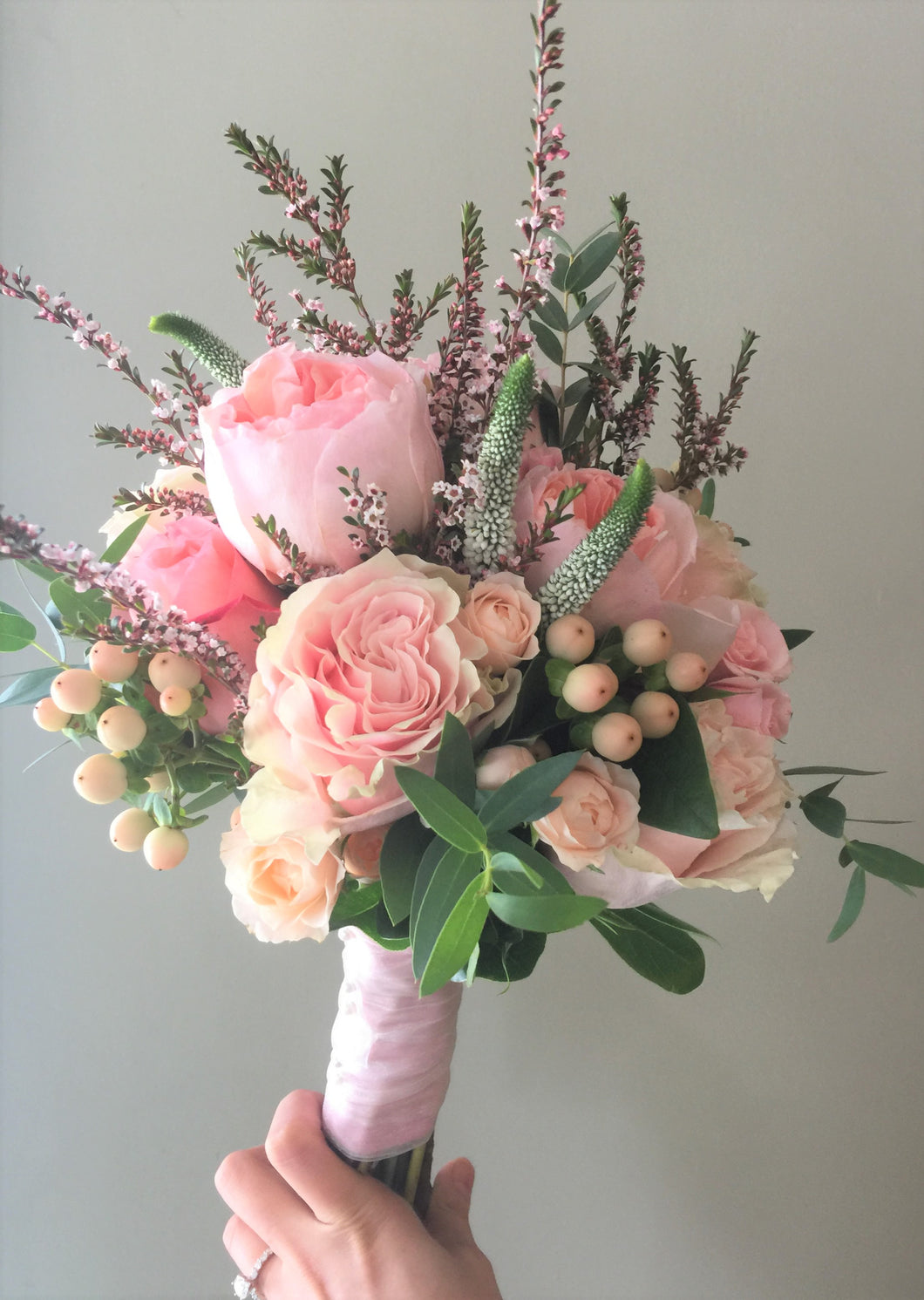 Watery Pastel Hand-tied Bridesmaid Bouquet - Flowerplustoronto