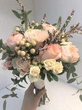 Load image into Gallery viewer, Watery Pastel Hand-tied Bridesmaid Bouquet - Flowerplustoronto
