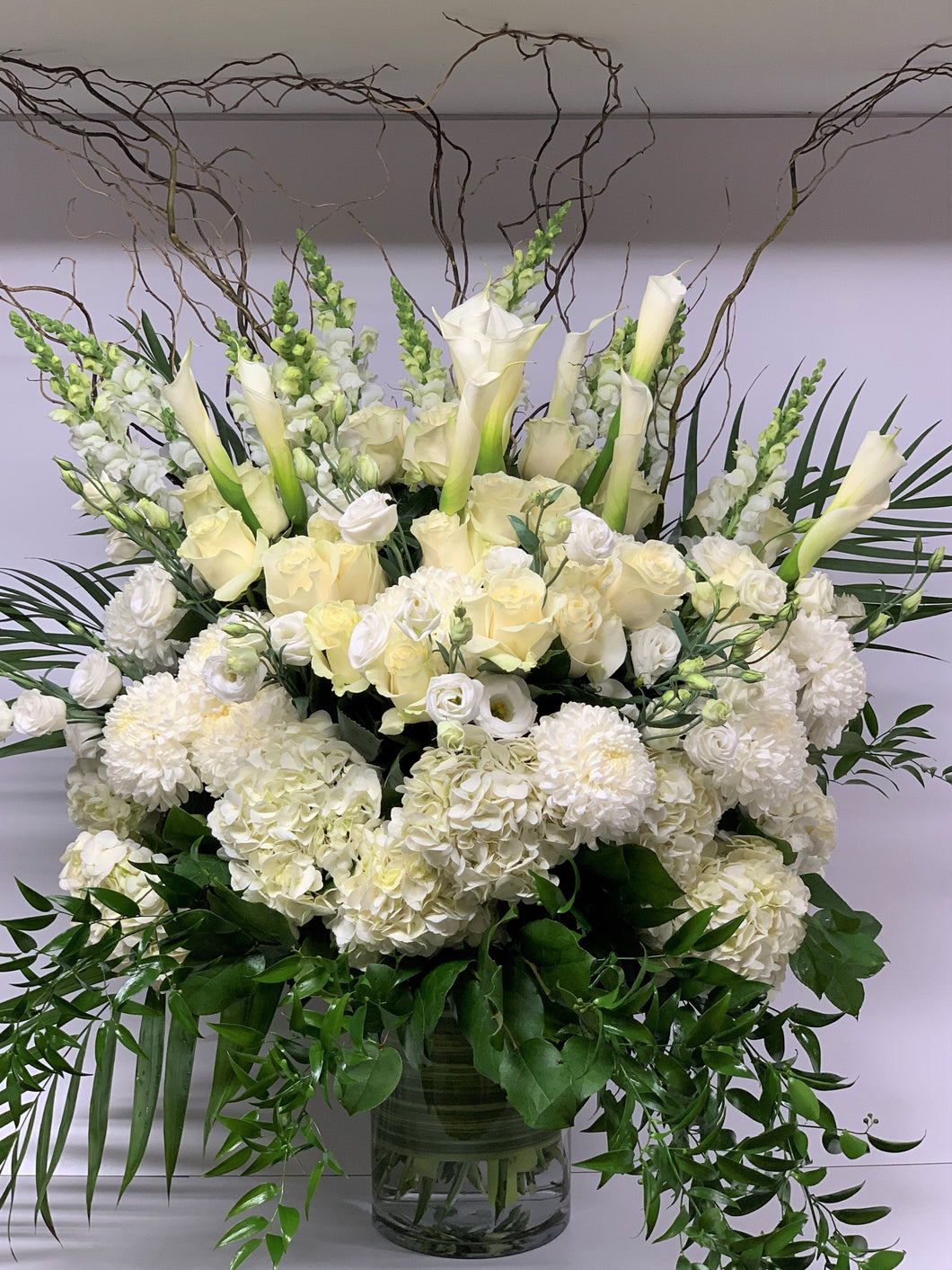 FNV144 - Classic White and Green Vase Arrangement - Flowerplustoronto