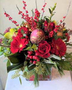 X53 -  Festive Holiday Vase Arrangement - Flowerplustoronto