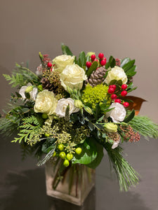 X2 - Winter White Holiday Vase Arrangement - Flowerplustoronto