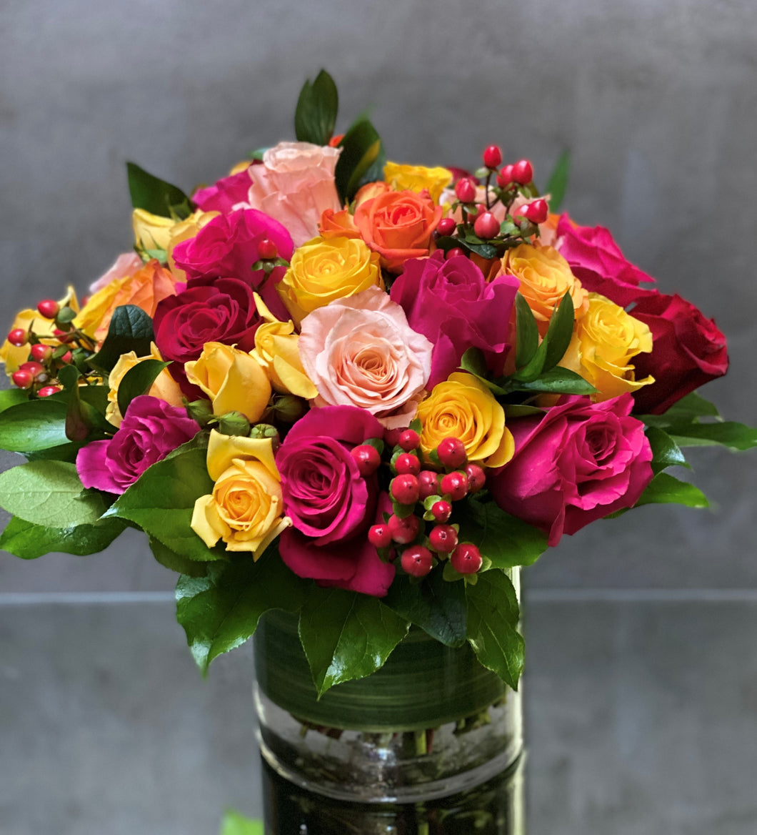 F57 - Vibrant Rose Nosegay Arrangement (Rose colours depending on availability)
