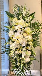 FNS34 - Modern White and Green Standing Funeral Spray