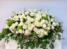 Load image into Gallery viewer, FNC34 - Lush Classic White and Green Casket Arrangement
