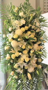 FNS9 - Classic White and Green Standing Funeral Spray - Flowerplustoronto