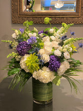 Load image into Gallery viewer, FNV87 - Elegant White, Purple and Chartreuse Vase Arrangement - Flowerplustoronto
