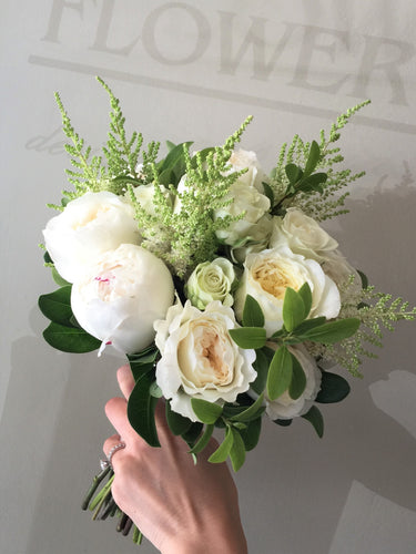 Delicate Ivory Hand-tied Bridal Bouquet - Flowerplustoronto