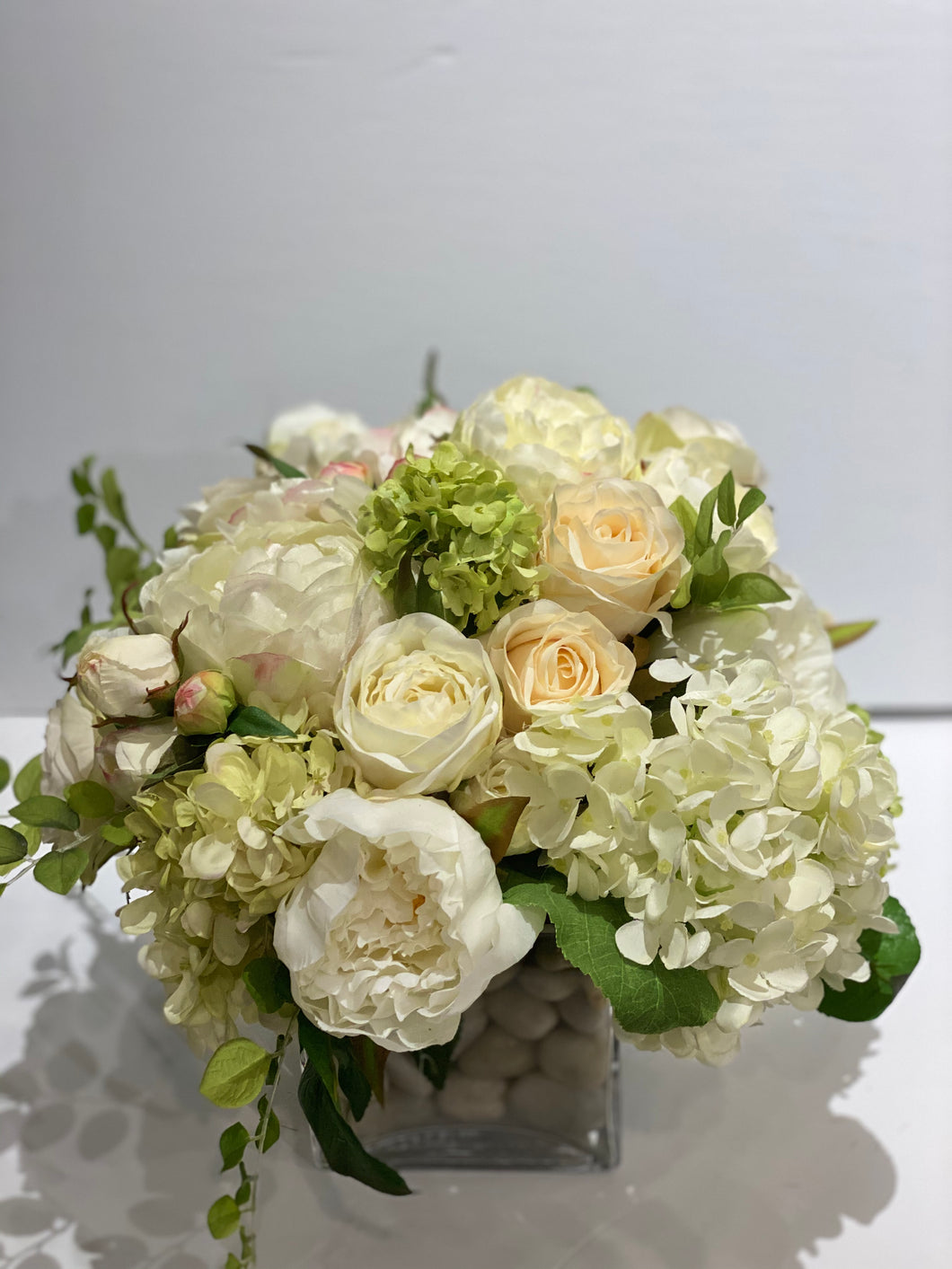 S40 - Classic White and Ivory English Garden Arrangement - Flowerplustoronto