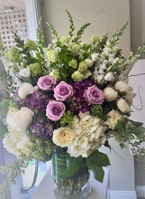 Load image into Gallery viewer, White and Shades of Purple Wedding - Ceremony Arrangement - Flowerplustoronto
