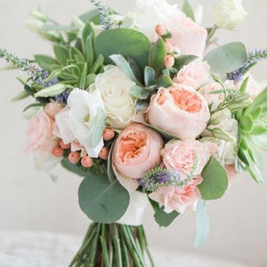 Garden Rose and Succulent Hand-tied Bridal Bouquet - Flowerplustoronto